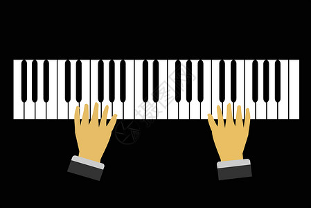 弹钢琴的手特写手在黑色背景上从高角度弹钢琴设计图片