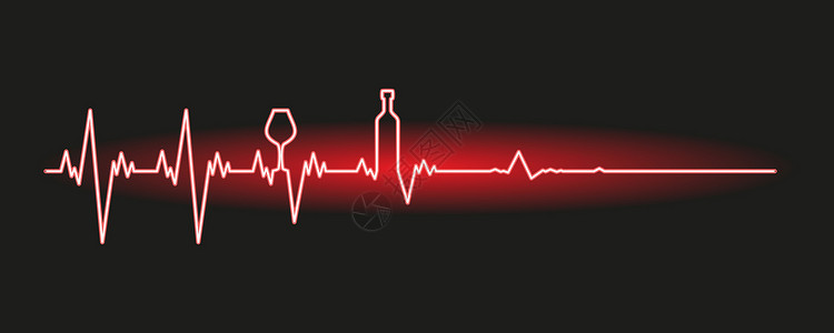 向量 酒精心电图 社会问题酒精中毒治疗 红色心跳线 葡萄酒玻璃酒精瓶 图解设计图片