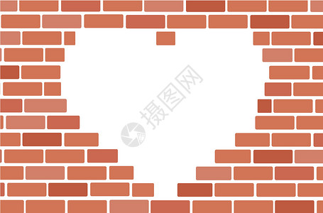 白砖墙纸砖墙和心形空间背景艺术 vecto墙纸黑色棕色建筑栅栏风格插图材料石头建筑学设计图片