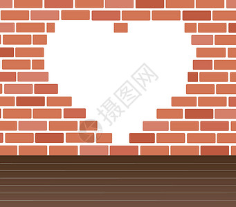 老砖砖墙和心形空间背景艺术 vecto风格黑色石头墙纸白色水泥装饰建筑学栅栏红色设计图片