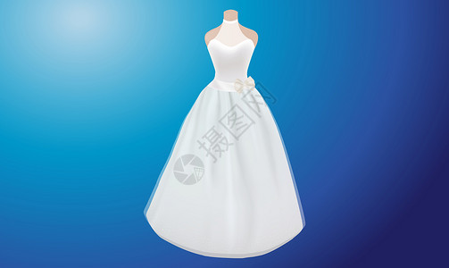 婚纱装饰素材在抽象背景上模拟女性婚纱的插图小样风格衣服魅力织物玫瑰女士商业精品裙子设计图片