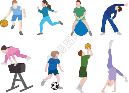 篮球女孩儿童运动绘画体操跑步娱乐童年乐趣活动幼儿园学校足球设计图片