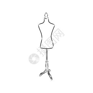 服装设计师形象孤立在白色背景上的人体模型的插图裙子商业裁缝按钮缝纫套装服装纺织品店铺磁带设计图片