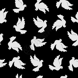 和平与宁静无缝图案与鸽子的设计和装饰艺术动物群纺织品标签绘画创造力空白包装纸织物保护设计图片
