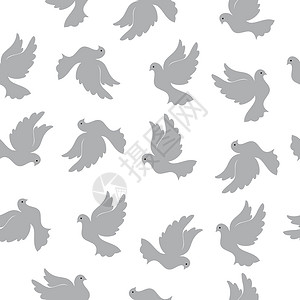 和平与宁静无缝图案与鸽子的设计和装饰动物群屏幕包装纸绘画织物空白程序创造力包装装潢设计图片