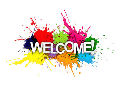 welcome欢迎光临WELCOME 彩色喷漆上的短语设计图片