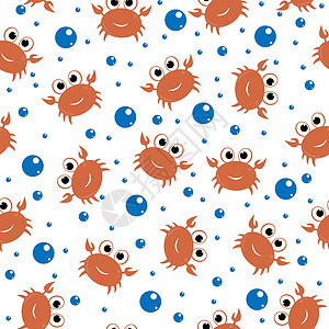 向日葵与螃蟹无缝背景与卡通螃蟹包装设计创造力织物绘画纺织品洞察力马赛克装潢色调程序空白设计图片