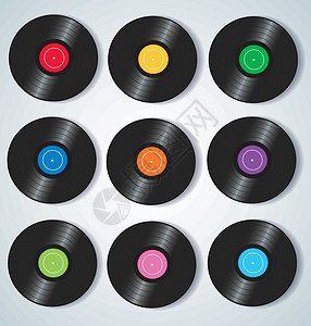 黑色唱片黑胶唱片音乐背景矢量它制作图案磁盘专辑流行音乐墙纸标签派对塑料工作室插图光盘设计图片