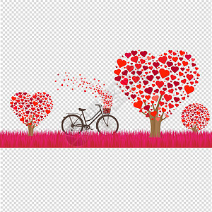 自行车恋人边框情人节快乐边框树叶艺术绘画树木森林叶子销售漩涡枝条木头设计图片