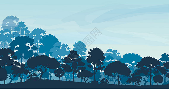 针叶松森林树木剪影自然景观背景矢量图 EPS1地平线场景旅行日落季节阴影丘陵山脉插图植物设计图片