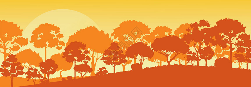 动物轮廓森林树木剪影自然景观背景矢量图 EPS1松树木头全景丘陵插图阴影山脉野生动物荒野旅行设计图片
