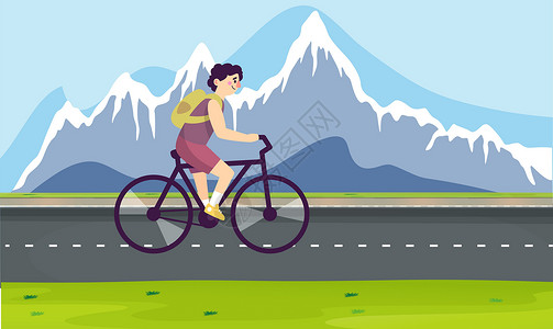 海滨路男孩在公路上骑自行车孩子微笑运输骑术安全车道乐趣运动男生旅行设计图片