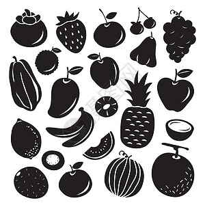写实水果山竹一套夏季水果健康食品有机图标和符号 Vecto设计图片
