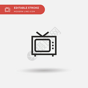 电视图TV 简单矢量图标 w 的示意符号设计模板展示电子产品播送信号渠道电气电脑视频插图屏幕设计图片