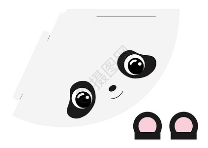 动物传统庆典可打印的样机帽熊猫 生日的节日圆锥体模板设计图片
