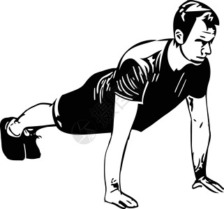 做大做强活跃的年轻人在 gy 做俯卧撑绘画精力训练健身房插图活动运动员娱乐男人运动设计图片