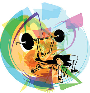 杠铃深蹲举着杠铃的男人在 gy 做深蹲交叉插图福利身体训练运动员活动举重健身房重量设计图片