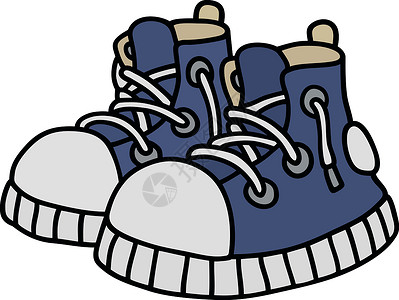 有趣的蓝色运动鞋纺织品女孩帆布男生白色运动卡通片靴子橡皮背景图片