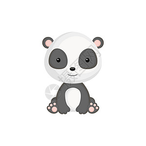 坐着的熊猫可爱有趣的坐在白色背景上孤立的熊猫宝宝 阿多设计图片