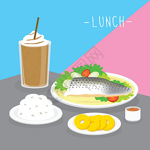 米鱼食物餐午餐乳制品吃饮料菜单餐厅 Vecto健康奶制品咖啡养分沙拉粮食饮食牛扒筹码早餐设计图片