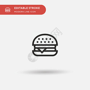汉堡mbe图标汉堡简易向量图标 说明符号设计模板 f插图饮料餐厅芝麻营养面包小吃包子午餐洋葱设计图片