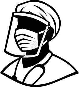 医生团队形象黑色和白色面罩设计图片