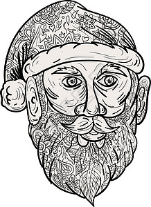 曼贾尔圣诞老人头曼达尔祖父平衡艺术品男性几何学胡子胡须几何帽子插图设计图片