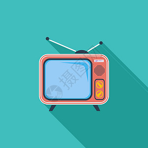 绿色的电视单一电视图标展示夹子电气绘画电影娱乐监视器技术播送视频设计图片
