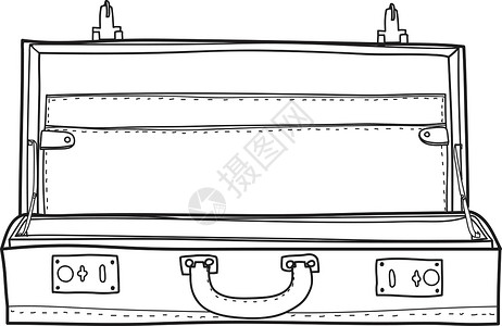 旅游内容制度挂画手提箱空空 旧式手画矢量线设计图片