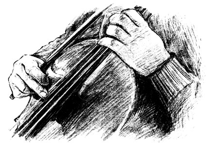 手绘小提琴古典音乐家演奏乐器手绘画的绘画韵律草图音乐家插图字符串中提琴线条学习小提琴玩家设计图片