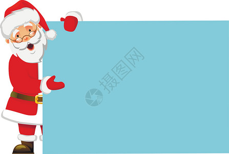 持有旗帜的圣诞老人震惊广告牌标语销售假期戏服卡片礼物边界框架背景图片