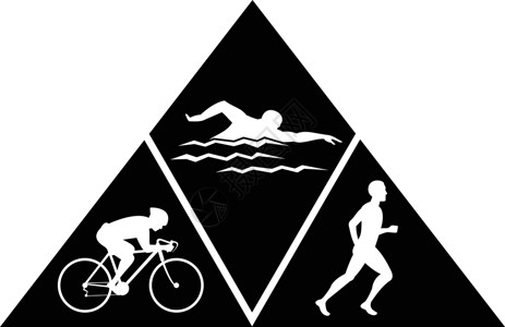 Triathlon运动赛泳和赛车三角黑白背景图片