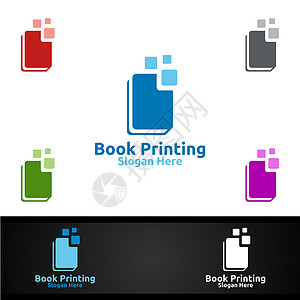 图书印刷公司矢量标志设计 适用于图书销售 书店 媒体 零售 广告 报纸或纸业代理概念机构摄影文档书商标识出版商图书馆小说电子书知设计图片