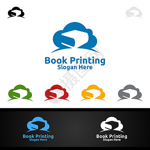 书店logo用于图书销售 书店 媒体 零售 广告 报纸或纸务局的云帐印刷公司Vector Logo设计设计图片