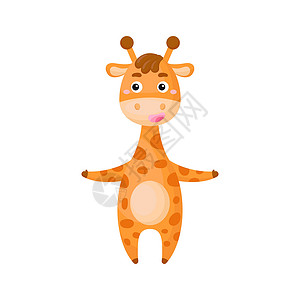 卡通可爱长颈鹿白色背景的长颈鹿印刷品 非洲卡通男生淋浴剪贴贴纸插图吉祥物卡片动物园专辑野生动物设计图片