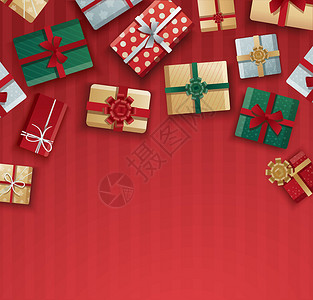 婚礼红毯圣诞礼物盒 红背景矢量说明的红背景信箱惊喜正方形庆典展示假期生日插图派对乐趣作品设计图片