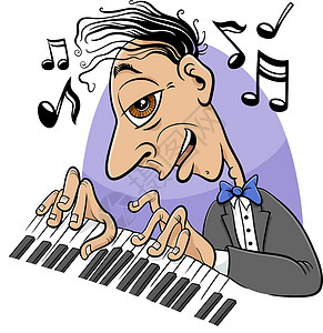 弹钢琴钢琴弹钢琴的卡通钢琴人角色设计图片