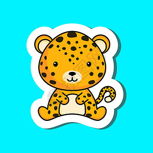 卡通猎豹可爱的卡通贴纸贴上小猎豹标志模板设计图片
