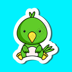 长尾小鹦鹉可爱的卡通贴纸贴上可爱的小鹦鹉标志模板设计图片