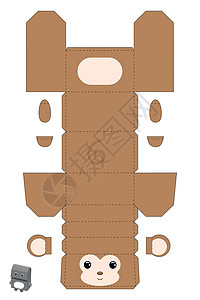 猴子矢量素材派对礼品盒猴子设计用于糖果小礼物面包店 包模板伟大的设计适用于任何目的生日迎婴派对 矢量股票图设计图片