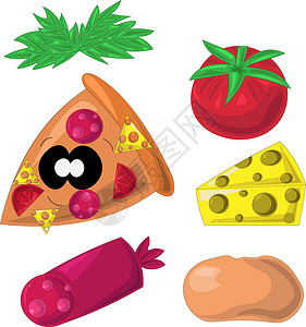 番茄漫画制作披萨的配料设计图片