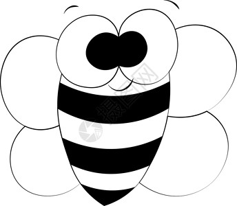 飞行蜜蜂元素可爱的卡通蜜蜂 绘制黑白插图设计图片