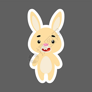 动物表情包兔子可爱的小兔子贴纸 儿童卡片的卡通动物角色婴儿送礼会生日邀请屋内部 卡通风格的鲜艳的幼稚矢量插图设计图片
