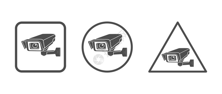 摄像机icon视频监控图标集 摄像机图标 空轮廓监视技术绘画警卫控制电子警告插图空白领土设计图片