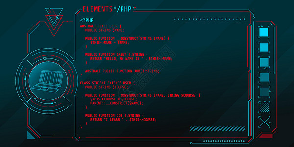 编程向量HUD与代码PHP部分的接口要素文本互联网机器语言图表程序员编码编程服务器操作设计图片