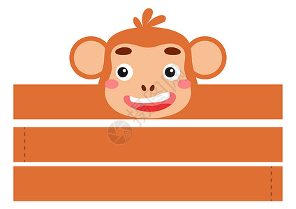 设计素材猴子可打印的猴子纸头带 派对皇冠模切模板生日圣诞节婴儿送礼会 有趣的娱乐配件 打印切割和胶水 矢量股票图设计图片