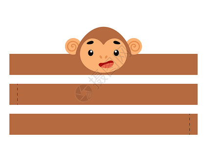 猴子头可打印的猴子纸皇冠 生日圣诞节迎婴派对的派对头带模切模板 有趣的娱乐配件 打印切割和胶水 矢量股票图设计图片