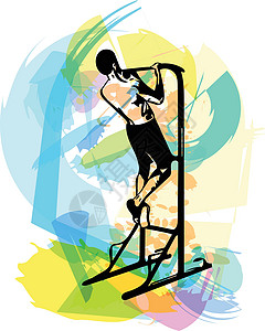 弹力带健身在 Gy 中用 Trx 健身带做 Crossfit 俯卧撑的人的图画绳索培训师插图姿势运动身体运动员成人行动运动装设计图片