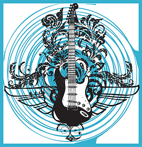 吉他器乐电吉他设计技术星星岩石乐器笔记邮票音乐摇滚乐吉他舞蹈设计图片