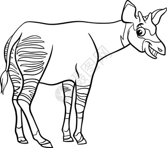 刚果卡通 okapi 漫画动物角色着色书 pag设计图片